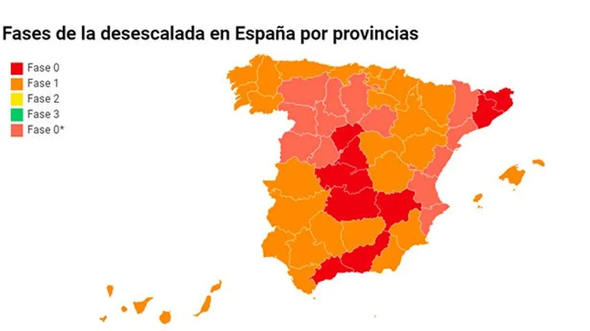 El gráfico, la situación por provincias de las fases. (Infografía: Onda Cero)